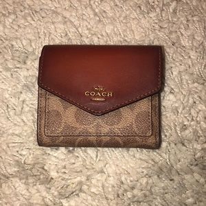 COACH Color Block Khaki Logo Wallet